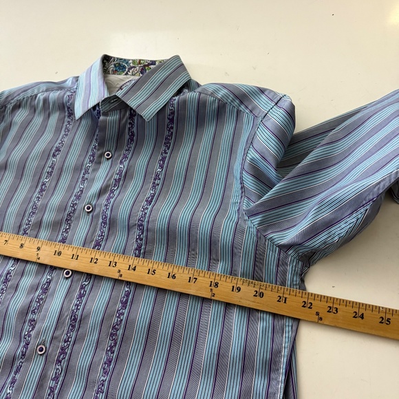 Robert Graham Designer Painters Flip Cuff Embroidered Dress Shirt Mens MEDIUM - Picture 6 of 8